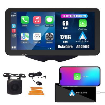 Kunfine Car CarPlay Android Auto Navigation Stereo GPS Radio Camera Display 10.33" QLED Touchscreen Headunit Tablet Pad Media Player for Hyundai Veloster 2011-2016, if Applicable Octa Core 6G+128G