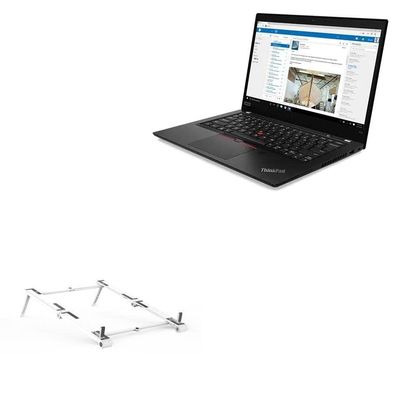 BoxWave Stand and Mount Compatible with Lenovo ThinkPad X13 (21CM) - Pocket Aluminum Stand 3-in-1, Portable Multi Angle Viewing Riser - Metallic Silver