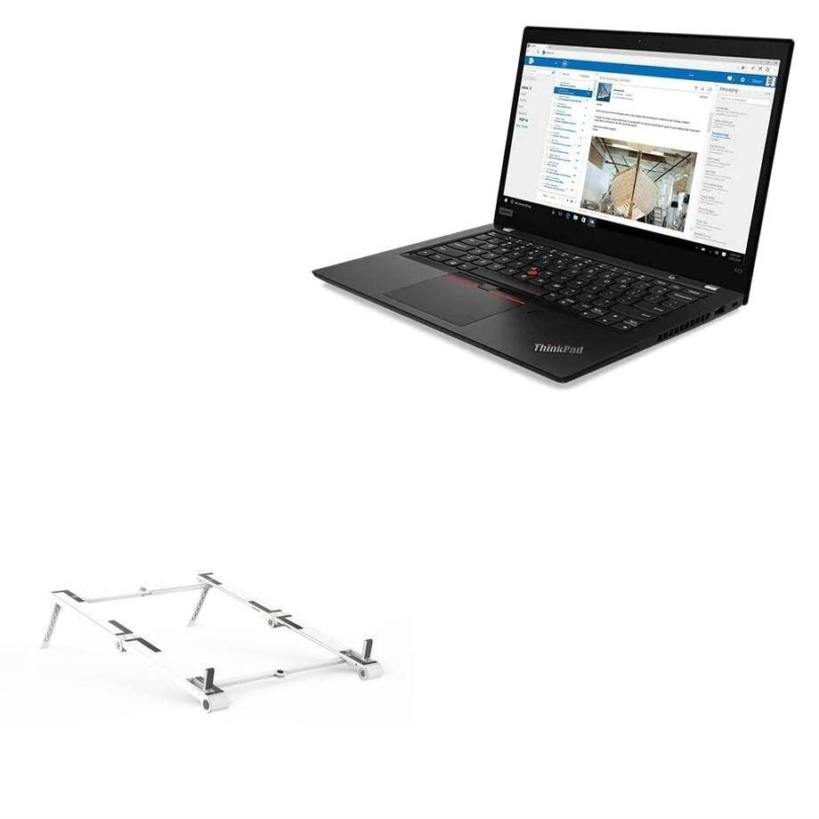 BoxWave Stand and Mount Compatible with Lenovo ThinkPad X13 (21CM) - Pocket Aluminum Stand 3-in-1, Portable Multi Angle Viewing Riser - Metallic Silver