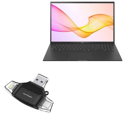 BoxWave Smart Gadget Compatible with LG Gram 17 (17Z90P) - AllReader SD Card Reader, microSD Card Reader SD Compact USB - Jet Black