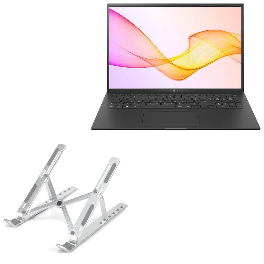BoxWave Stand and Mount Compatible with LG Gram 17 (17Z90P) - Compact QuickSwitch Stand, Portable Multi Angle Viewing Foldable Riser - Metallic Silver