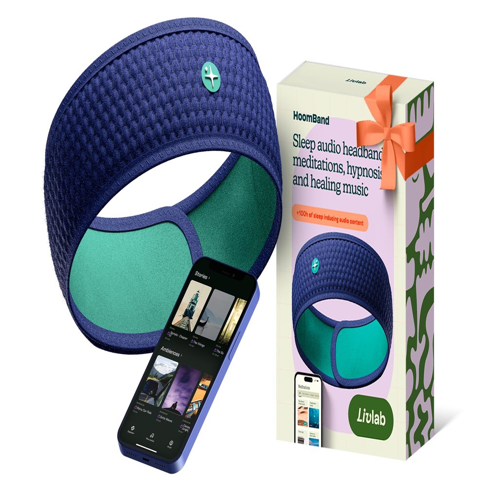 Hoom HoomBand | Bluetooth Sleep Headphones | Headband for Sleep, Travel, Meditation | Free Access to Hypnotic Stories and Sounds created by Sleep Experts | Charging Cable Included