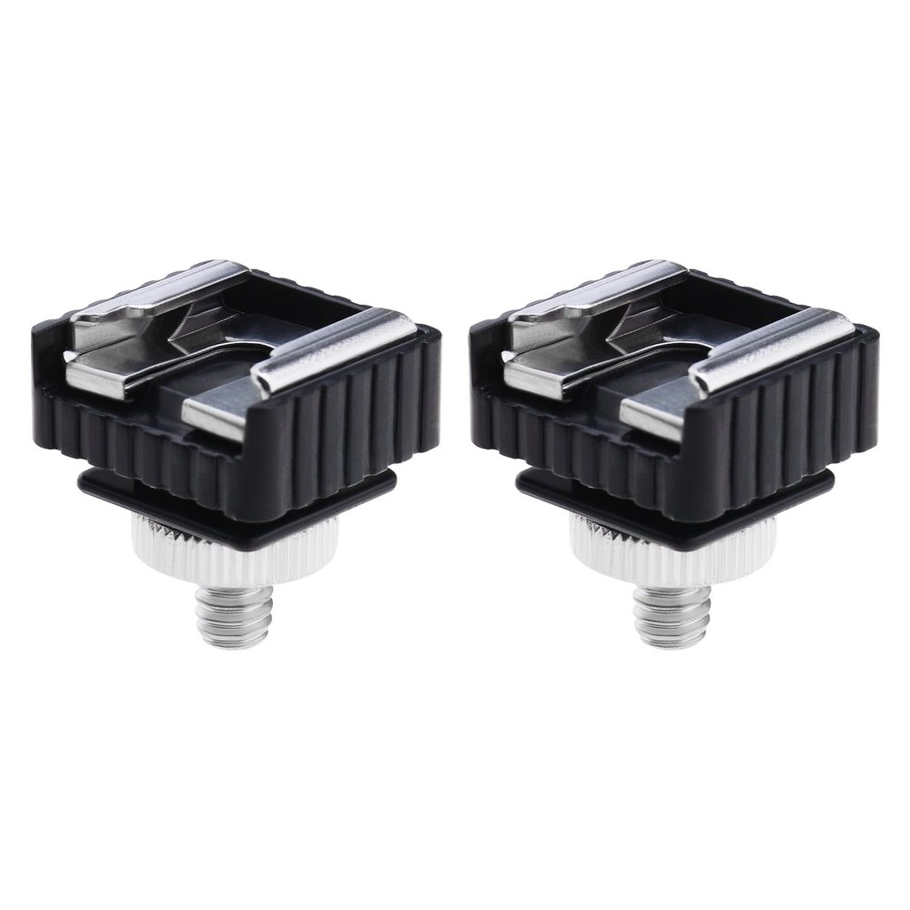 Micro Traders 2PCS Flash Hot Shoe Mount Adapter to 1/4 Thread Hole with 1/4"-20 Male to 1/4"-20 Male Tripod Screw Adapter Compatible with Canon 580EXII/580EX/430EXII/430EX