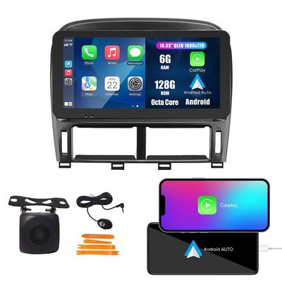 Kunfine CarPlay Android Auto Navigation Stereo GPS Radio Reverse Camera Display 10.33" QLED Touchscreen Headunit Tablet Media Player For Lexus Ls430 2001-2006 Advanced, if Applicable Octa Core 6G+128G