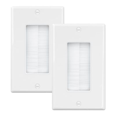 iwillink Brush Wall Plate (2 Pack), Cable Pass Through Insert for Wires, Single Gang Cable Access Strap, Wall Socket for HDTV, Home Theater Systems White