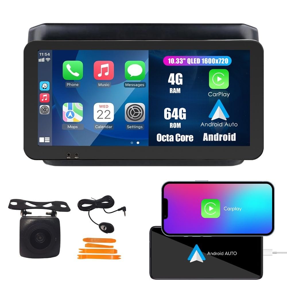 Kunfine Car CarPlay Android Auto Navigation Stereo GPS Radio Reverse Camera Display 10.33" QLED Touchscreen Headunit Tablet Pad Media Player for Suzuki Swift 2017-2020, if Applicable Octa Core 4G+64G