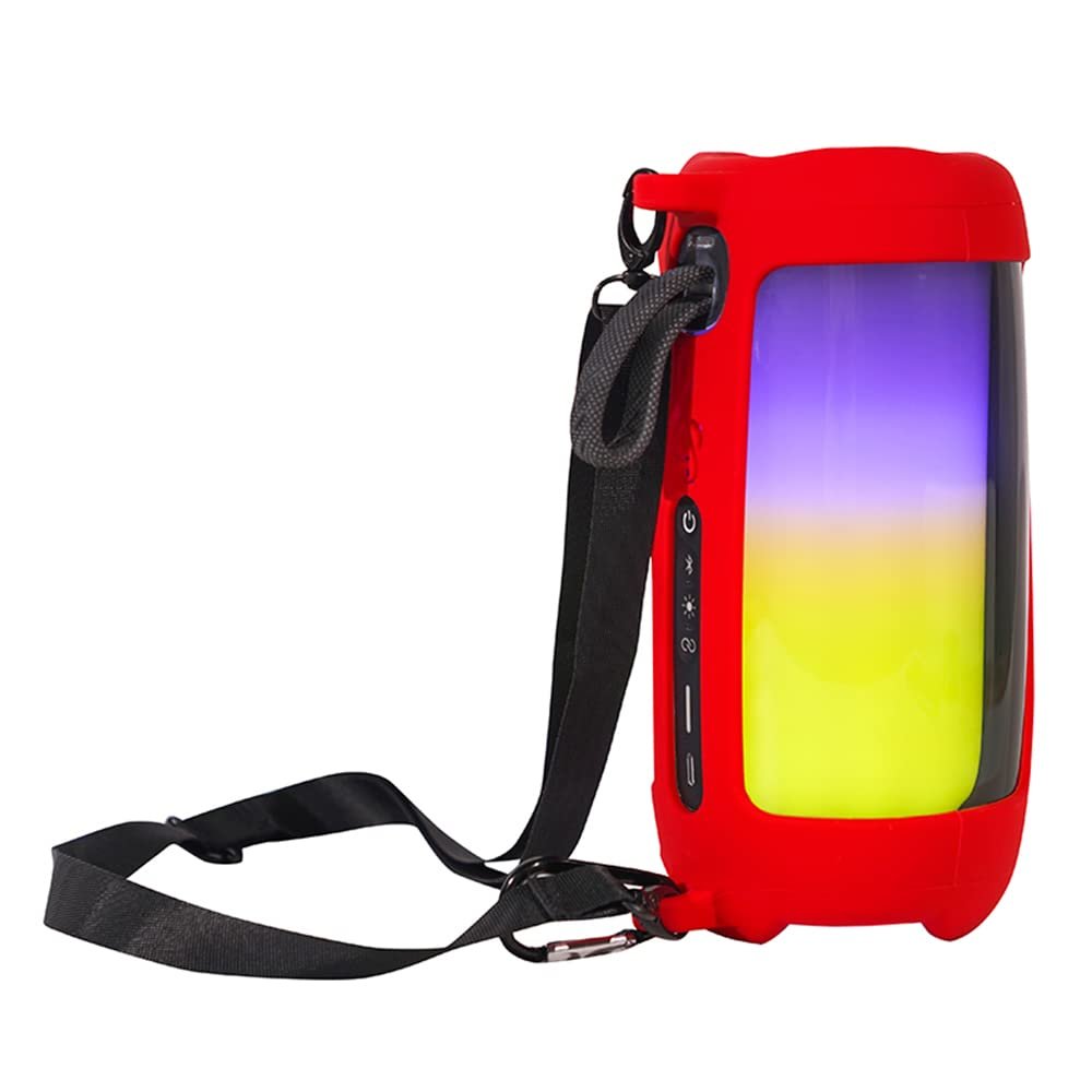 Silicone Carrying Cover for JBL Pulse 5,Travel Protective Soft Silicone Cover Sleeve Case Fit for JBL Pulse 5 Bluetooth Speaker (Red)