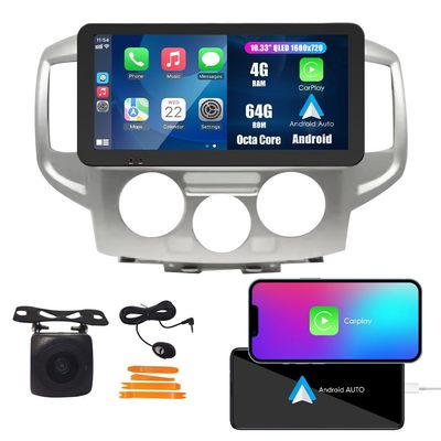 Kunfine Car CarPlay Android Auto Navigation Stereo GPS Radio Reverse Camera Display 10.33" QLED Touchscreen Headunit Tablet Pad Media Player for Nissan Nv200 2009-2019, if Applicable Octa Core 4G+64G