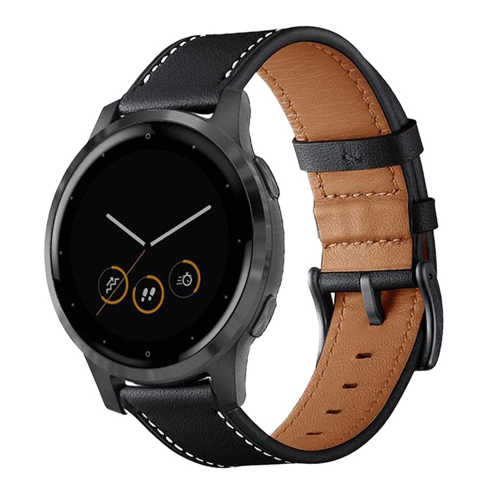Anrir for Garmin Vivoactive 4S Bands, 18mm Geniue Leather Watch Bands for Garmin Venu 2S/Forerunner 255s/255s Music/Vivomove 3S 39mm Bands, Fossil Women's Gen 6/5E 42mm/Gen 4 Q Venture HR Bands-Black