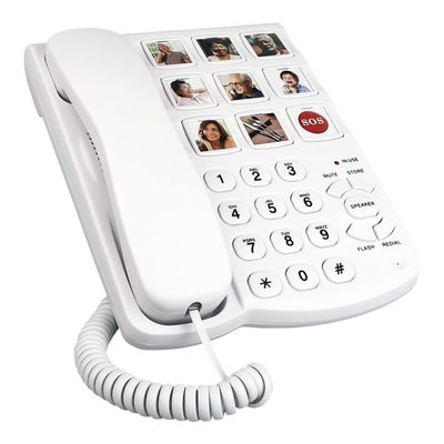 Big Phone for Seniors, LD858HF Key Amplified Telephone Photo Memory Corded Landline for Low, Last Number Redial, Flash, Volume Control, Hands