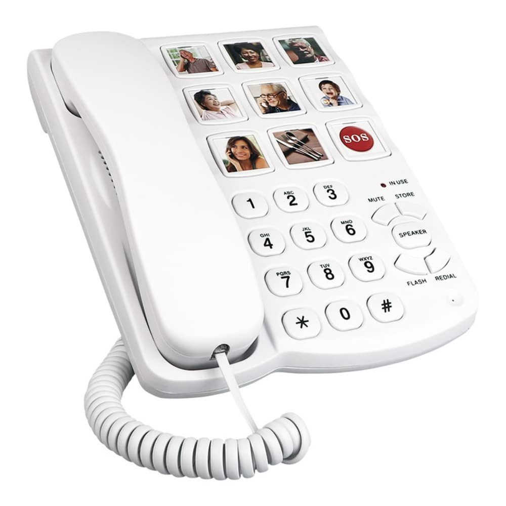 Big Phone for Seniors, LD858HF Key Amplified Telephone Photo Memory Corded Landline for Low, Last Number Redial, Flash, Volume Control, Hands