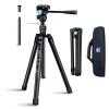 SIRUI Carbon Fiber Tripod Lightweight 2lbs with Panoramic Fluid Head, 59.8 Compact Camera Tripod Quick Release Leg Setup, Reversible Center Column, Reverse Folding Legs, Max Load 11lbs - Traveler X view 1