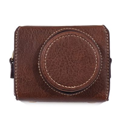 Andoer Portable Camera Case PU Leather Camera Carrying Bag with Replacement Shoulder Strap for Sony ZV1 ZV-1 Camera, Brown, coffee