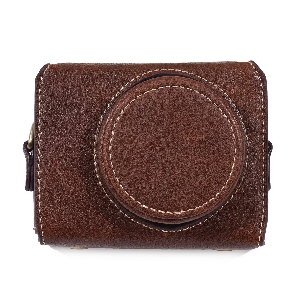 Andoer Portable Camera Case PU Leather Camera Carrying Bag with Replacement Shoulder Strap for Sony ZV1 ZV-1 Camera, Brown, coffee