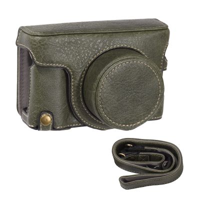 Andoer Portable Camera Case PU Leather Camera Carrying Bag with Shoulder Strap Replacement for Fujifilm X100V/ X100F Camera, Green, green, Green