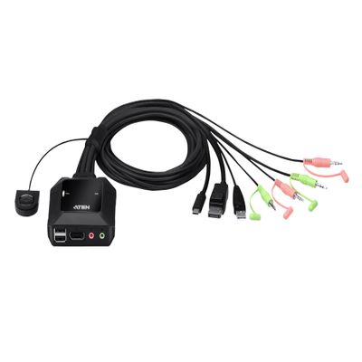 ATEN CS52DP 2-Port KVM Switch USB C DisplayPort Switch 2 Computers 1 Monitor Switch DP Alt Mode Up to 4096 x 2160 60 Hz Remote Port Switcher Windows, Mac, Linux, Android, iOS