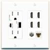 RiteAV - 4 Port HDMI 1 Coax Cable TV- F-Type 1 Cat6 Ethernet Wall Plate - (USB A+C Outlet-White) view 1