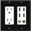 RiteAV 4 Port HDMI 1 Coax Cable TV- F-Type 1 Cat6 Ethernet Wall Plate - Outlet [Black/White] view 1