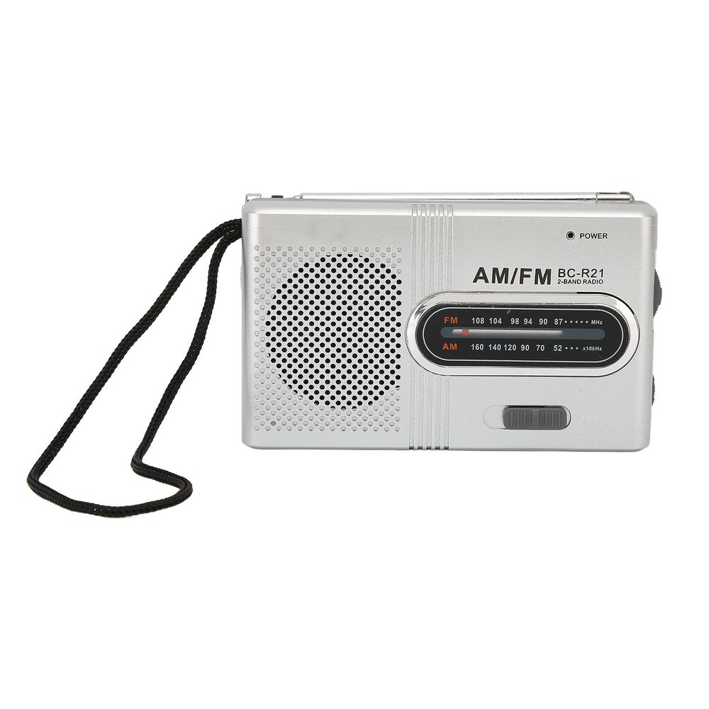 Portable AM FM Radio with Best Reception, Battery Operated, 5W Speaker Lasting Pocket Transistor Radio with Earphone Jack for Home Outdoor Silver Gray