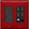 RiteAV 4 Port HDMI 1 Coax Cable TV- F-Type 1 Cat6 Ethernet Wall Plate - Brush [Red/Black] view 1