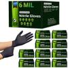 Inspire HEAVY DUTY 6Mil ORIGINAL Quality Stretch Nitrile Gloves Black Disposable Latex Free | Food, Industrial, Mechanic Tattoo (6Mil Black, Small) view 1