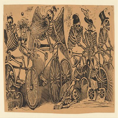 Calaveras Riding Bicycles : Jos Guadalupe Posada : 1900 : Archival Art Print