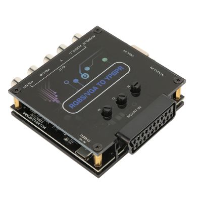 RGBS VGA SCART to YPBPR Converter, Component Converter Support Sound Left and Right Channel Input SCART, for SFC for for N64 for for for MD for Saturn