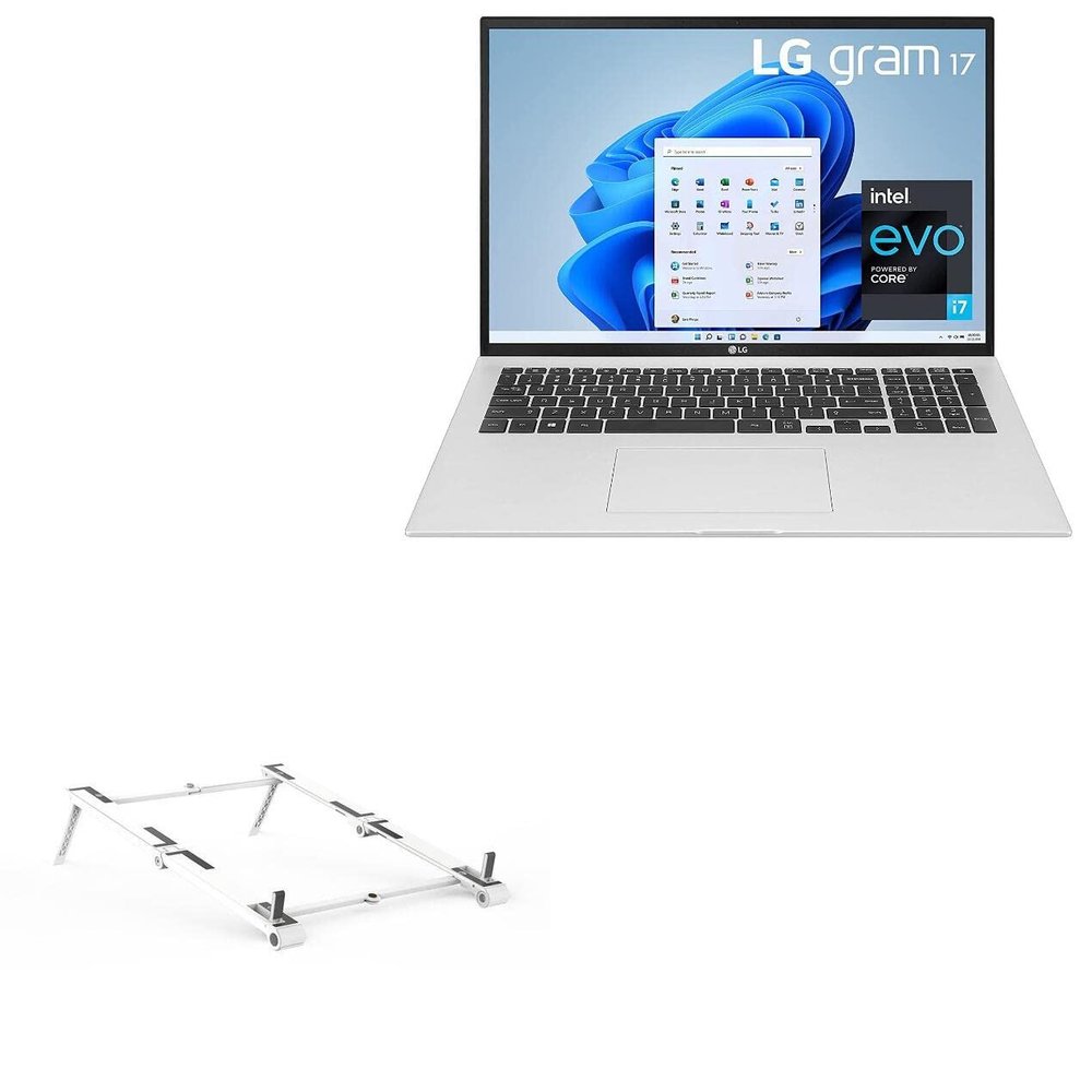 BoxWave Stand and Mount Compatible with LG Gram 17 (17Z95P) - Pocket Aluminum Stand 3-in-1, Portable Multi Angle Viewing Riser - Metallic Silver