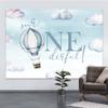 1st Happy Birthday Backdrop for Boy Mr.Onederful Baby Boy Kids One Year Old Party Decorations Banner Supplies Blue Clouds Hot Air Balloon Photography Background Props 7x5ft view 3
