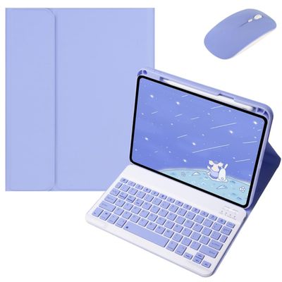 kaitesi Keyboard Case Mouse for iPad A16 (11th Gen,11")/ iPad 10th Generation 2022 10.9" Case with Magnetically Detachable Color Keyboard and Mouse Folio Cover (Purple)