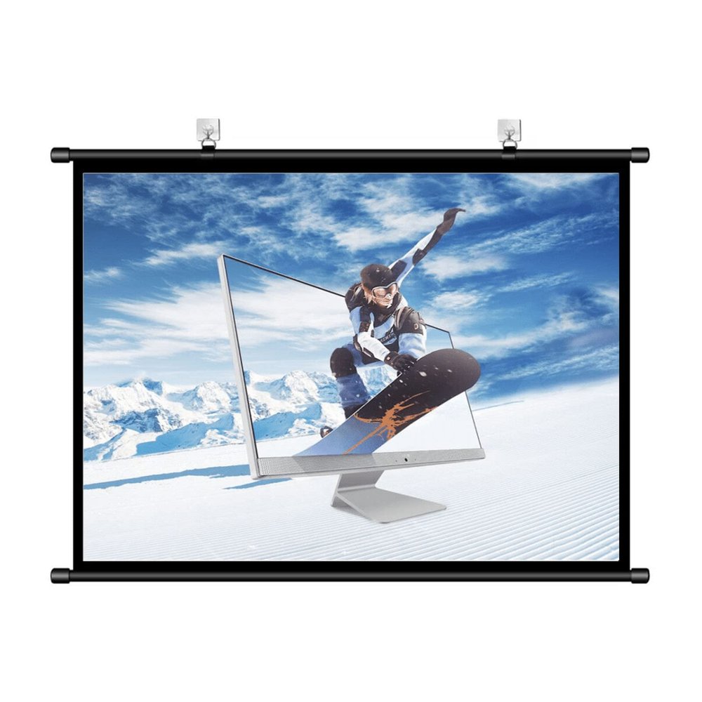Projector Screen 60" Movie Screen with 16:9 HD 4K Pull Down Projection Screen for Home Cinema Party Conference School, Easy Assemble & Put Away (Size : 60in 16:9)