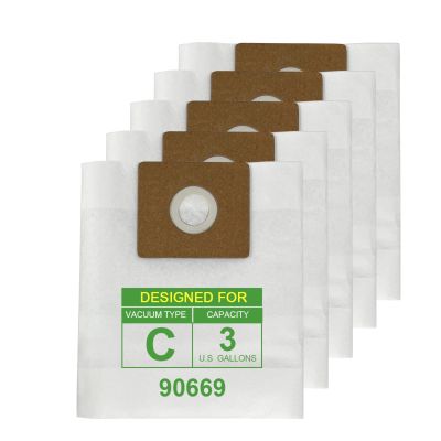 5 Pack Fit for Shop Vac Bags 3 Gallon Type C 90669 9066900 9066933
