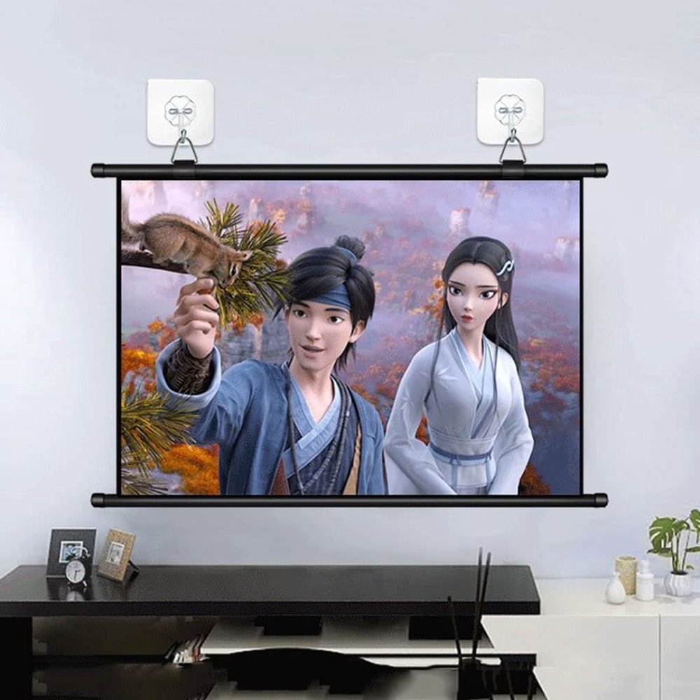 60" Projection Screen 169 Manual Pull Down Movie Screen Anti-Crease, Support 4K 3D Projection, for Home Cinema, Garden Party (Size : 60in 4:3)