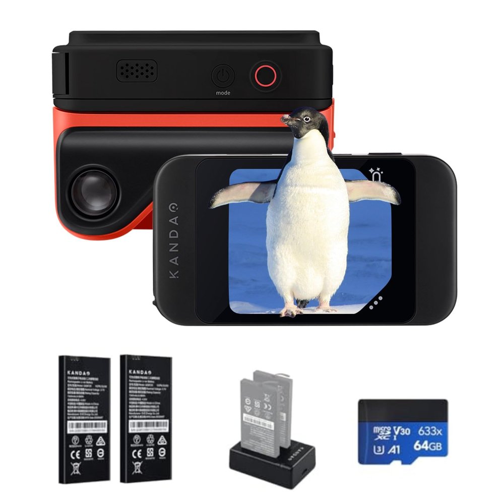 KanDao QooCam EGO - Viewer-Integrated 3D VR Camera, 24MP/8K Photos/4K 60FPS Videos Stereoscopic 3D Instant Display Camera, Compatible on VR Headsets/AR Glasses/Projectors, Charging Kit