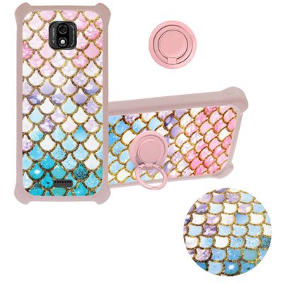 jioeuinly Sky Devices Elite P55 MAX Case Compatible with Sky Devices Elite P55 MAX Phone Case Cover Cover [Hard PC + Soft Silicone] [360 Metal Ring Support][Luminous Effect] JSF-YL