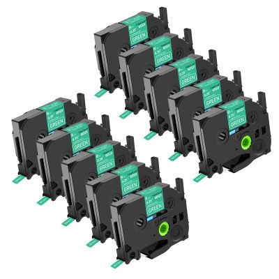 NineLeaf 10PK Compatible for Brother P-touch TZe-725 TZe725 TZ-725 TZ725 9mm 0.35 Inch 3/8'' White on Green Laminated Ptouch Label Tape Work in PT-D201 PT-D215e PT-2030 PT-2030AD PT-2030VP Label Maker