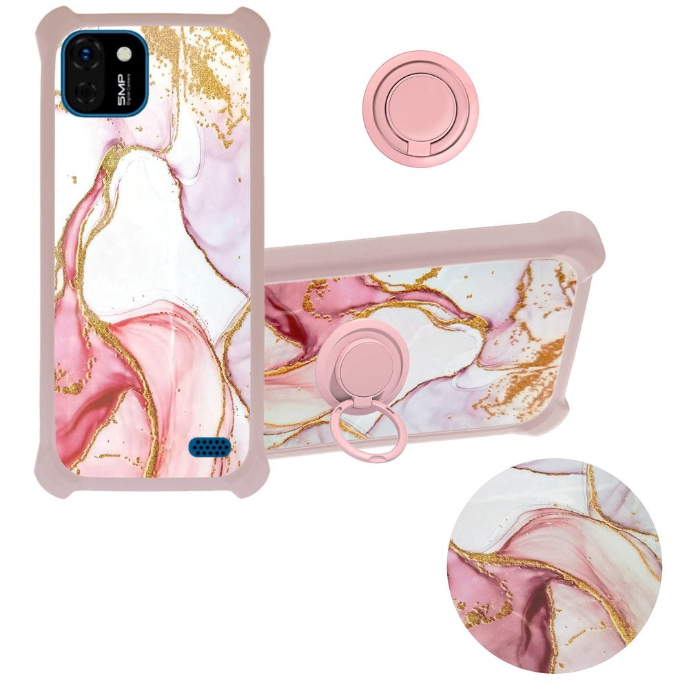 jioeuinly Sky Devices Elite N55 Case Compatible with Sky Devices Elite L55 Phone Case Cover Cover [Hard PC + Soft Silicone] [360 Metal Ring Support][Gold Powder Glitter Effect] JSF-FDL