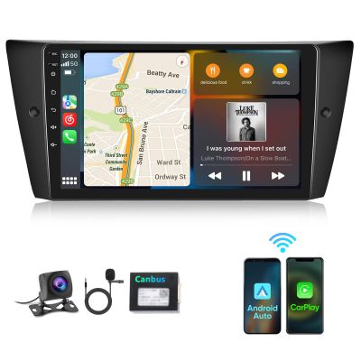 2G+64G Wireless CarPlay Android Auto Android 13 Car Stereo for BMW E90 E91 E92 E93 3 Series 2005-2011, 9" Touchscreen Car Radio with HD Backup Camera GPS Navigation WiFi Bluetooth FM RDS