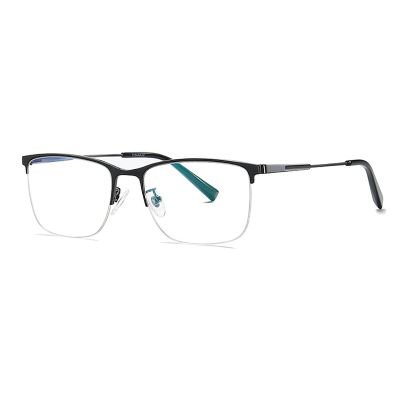 laureles Mens Reading Glasses Blue Light Blocking Pure Titanium Business Half Frame Reader Computer Eyewear (Grey, +1.25 Magnification)