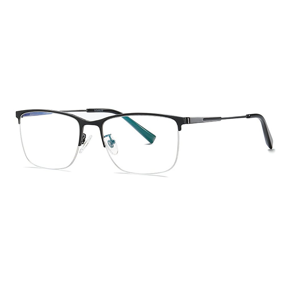 laureles Mens Reading Glasses Blue Light Blocking Pure Titanium Business Half Frame Reader Computer Eyewear (Grey, +1.25 Magnification)