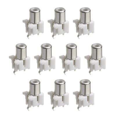 Juvielich 10Pcs RCA Female Jack 2 Pin PCB Mounted AV Concentric Outlet 1 RCA Female Socket Connector Stereo Audio Video Jack 1P