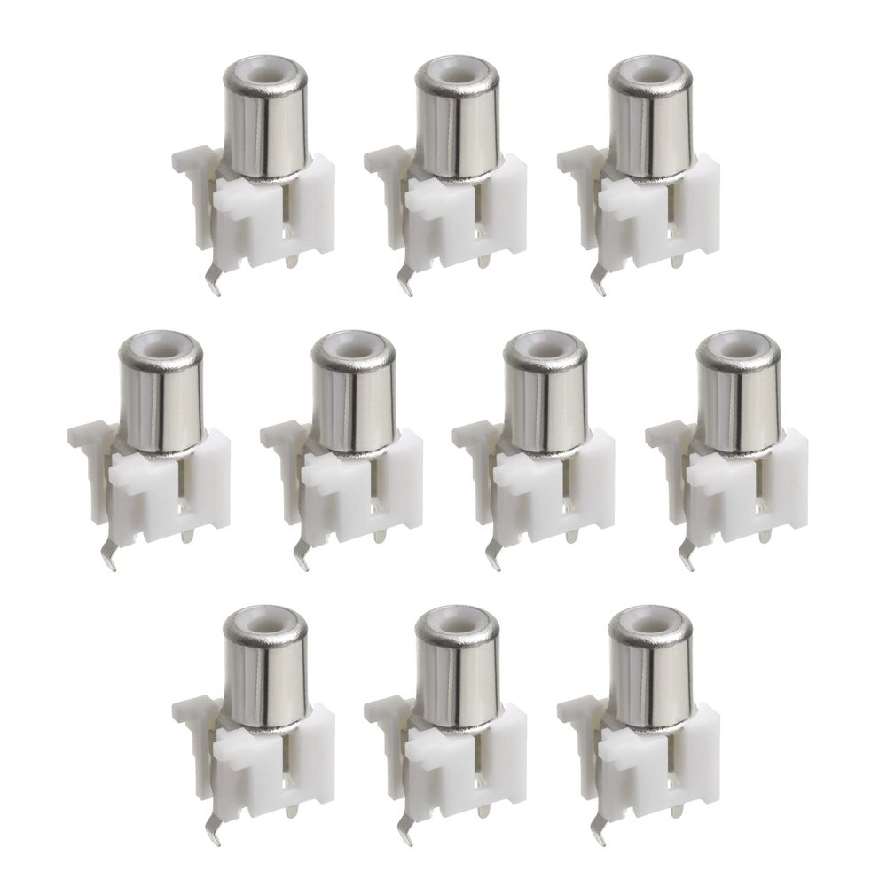 Juvielich 10Pcs RCA Female Jack 2 Pin PCB Mounted AV Concentric Outlet 1 RCA Female Socket Connector Stereo Audio Video Jack 1P