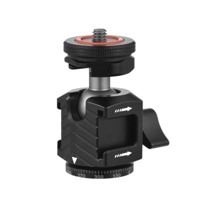 Andoer Multi-functional Mini Ball Head 360Rotatable Aluminum Alloy Ballhead Adapter Tripod Head 1/4 Inch Screw & Cold Shoe Connection with Dual Side Cold Shoe Mounts for DSLR Camera LED Video Light
