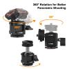 Andoer Multi-functional Mini Ball Head 360Rotatable Aluminum Alloy Ballhead Adapter Tripod Head 1/4 Inch Screw & Cold Shoe Connection with Dual Side Cold Shoe Mounts for DSLR Camera LED Video Light view 3