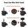 Andoer Multi-functional Mini Ball Head 360Rotatable Aluminum Alloy Ballhead Adapter Tripod Head 1/4 Inch Screw & Cold Shoe Connection with Dual Side Cold Shoe Mounts for DSLR Camera LED Video Light view 4