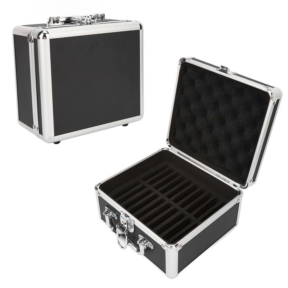 2.5 Inch Hard Drive Storage Box, Hard Drive Storage Box Case with Security Lock, 20 Bays External Hard Disk Carrying Case Convenient Handle