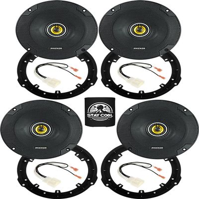 KICKER Speakers 6.5 inch for Ford Mustang 2015-2023 Upgrade Kit - 4 Pack of CS Series with Adapters and Harness, Coaxial 6 1/2 Car Audio Front Door and Rear Side Panel Speaker CSC65, 46CSC654