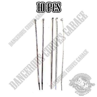 10 Pro Grade for Chrome 8" Cable Zip Ties for Wire Harness Brake Clutch Line Model-PYT-8888-4490