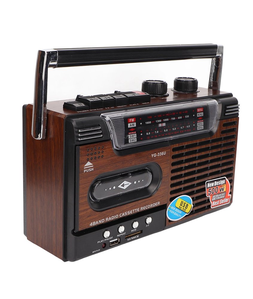 Tape Cassette Player Recorder, Classic 80s Style Portable Boombox SW1 SW2 AM FM Radio, Noiseless Stereo Speaker Retro Home Audio Stereo, Support Storage Card, USB, Antenna, Headphone Jack(US)