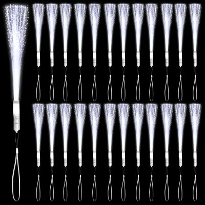 NUDALA 36 Pack White Glow Sticks Light Up Fiber Optic Stick Glow Wands Bulk with 3 Flashing Models for July 4th Birthday Wedding Bachelorette Concerts Clubs